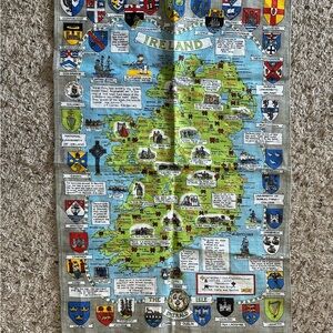 Fingal IRELAND Map Cotton Linen Dish Tea Towel New Travel Souvenir Cottagecore